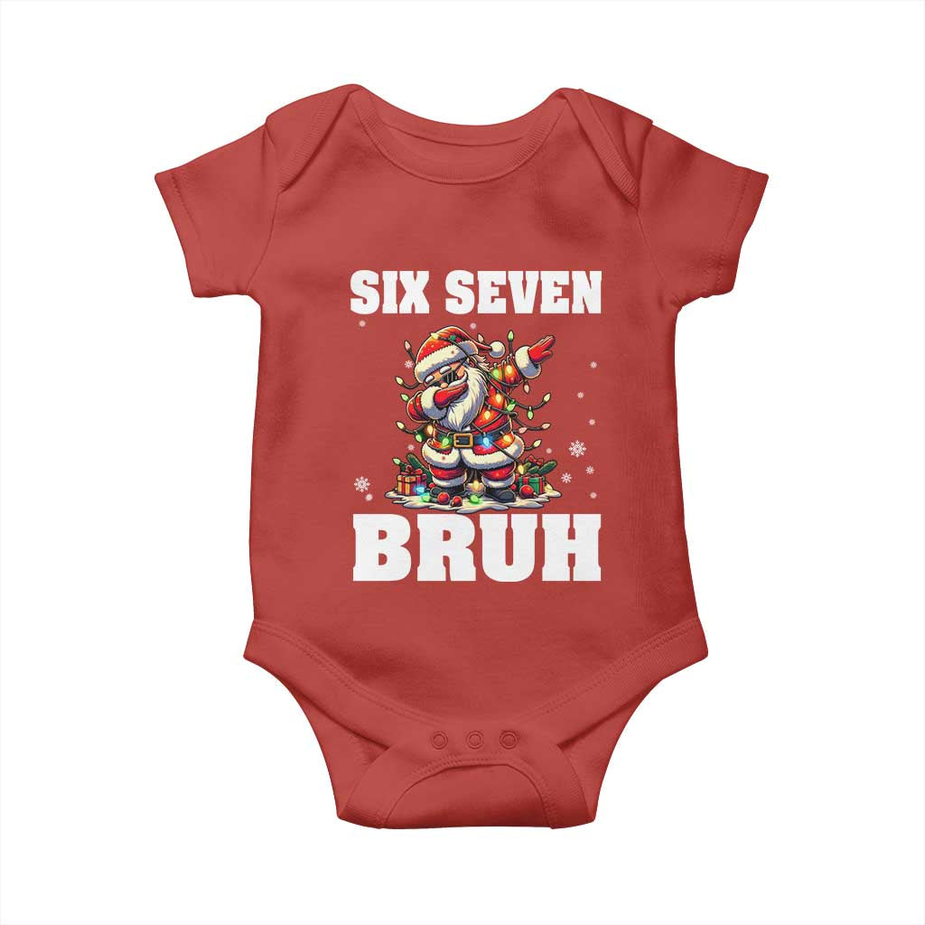 Funny Christmas 67 Six Seven Bruh Baby Onesie Dabbing Santa - Wonder Print Shop
