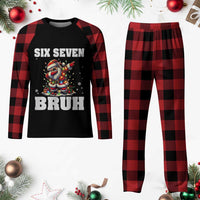 Funny Christmas 67 Six Seven Bruh Plaid Pajama Set Dabbing Santa - Wonder Print Shop
