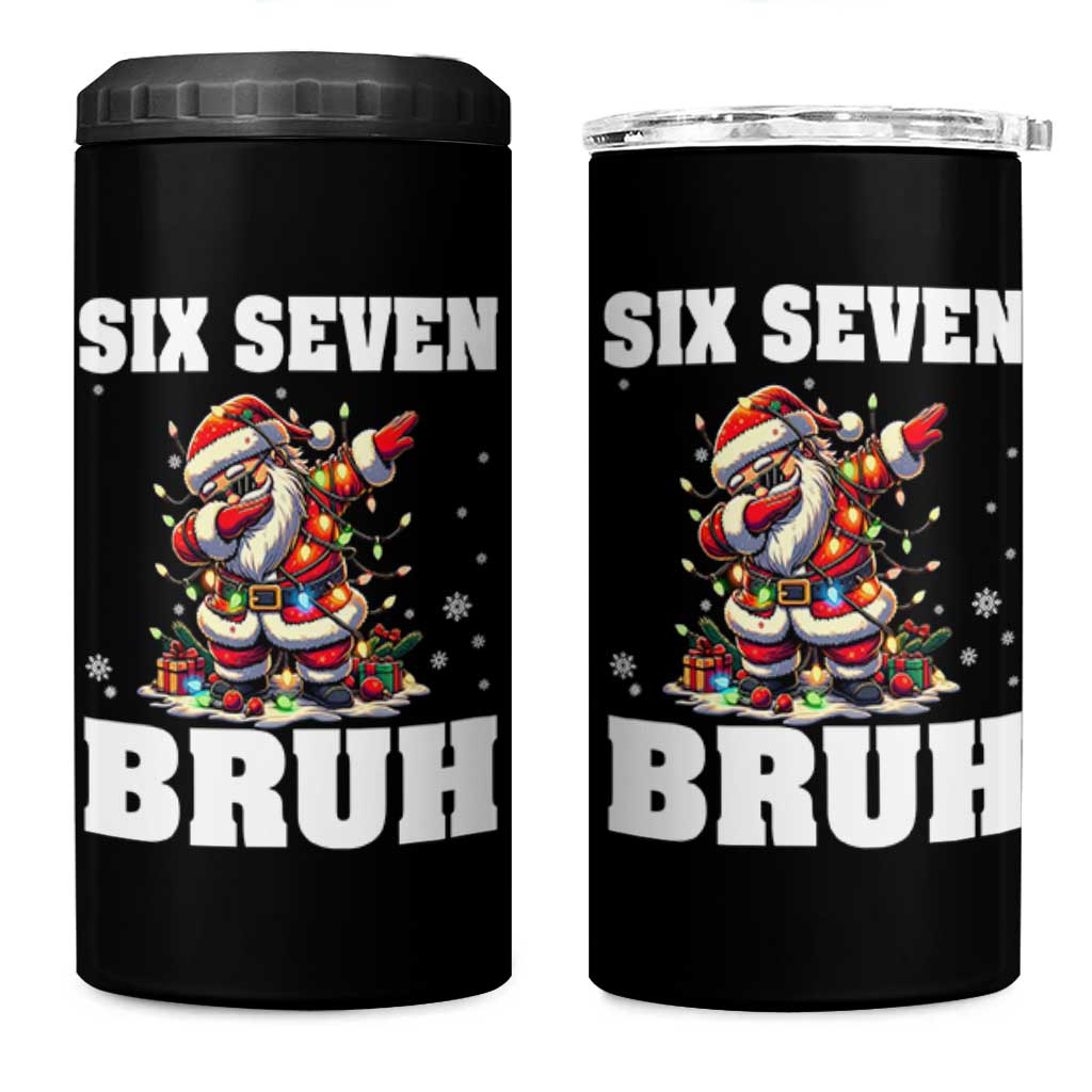 Funny Christmas 67 Six Seven Bruh 4 in 1 Can Cooler Tumbler Dabbing Santa - Wonder Print Shop