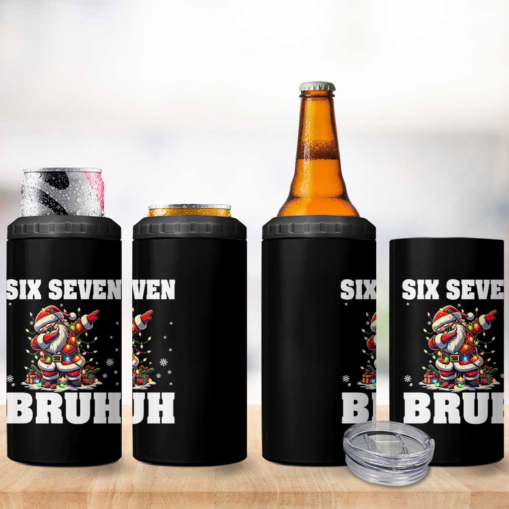 Funny Christmas 67 Six Seven Bruh 4 in 1 Can Cooler Tumbler Dabbing Santa - Wonder Print Shop