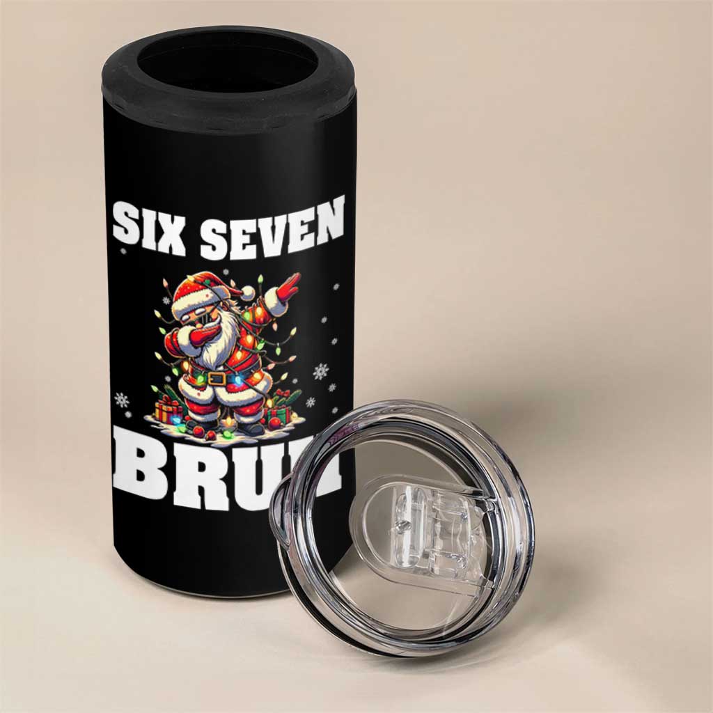Funny Christmas 67 Six Seven Bruh 4 in 1 Can Cooler Tumbler Dabbing Santa - Wonder Print Shop