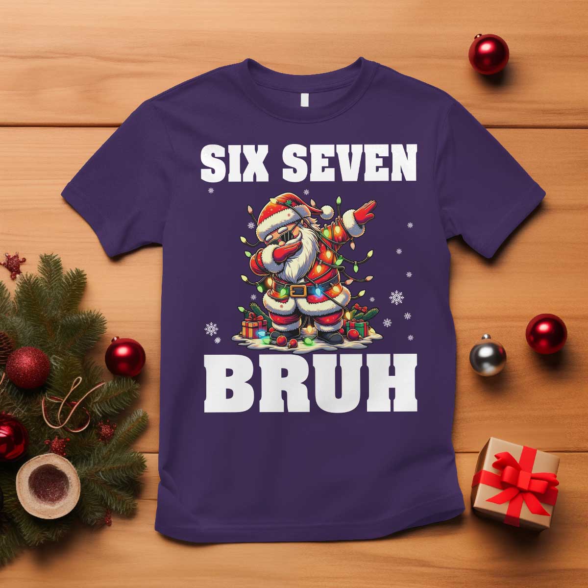 Funny Christmas 67 Six Seven Bruh T Shirt Dabbing Santa - Wonder Print Shop