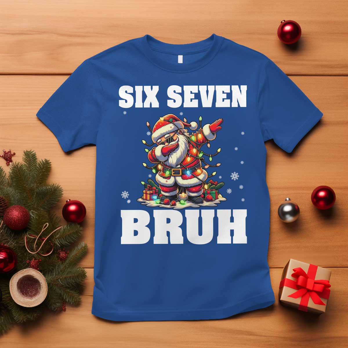 Funny Christmas 67 Six Seven Bruh T Shirt Dabbing Santa - Wonder Print Shop