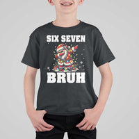 Funny Christmas 67 Six Seven Bruh T Shirt For Kid Dabbing Santa - Wonder Print Shop