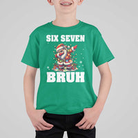 Funny Christmas 67 Six Seven Bruh T Shirt For Kid Dabbing Santa - Wonder Print Shop