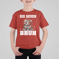 Funny Christmas 67 Six Seven Bruh T Shirt For Kid Dabbing Santa - Wonder Print Shop