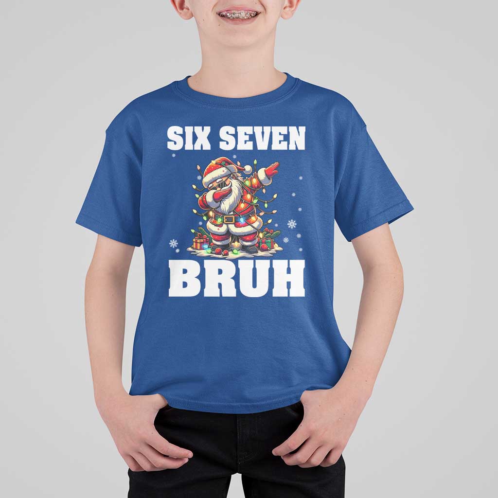 Funny Christmas 67 Six Seven Bruh T Shirt For Kid Dabbing Santa - Wonder Print Shop