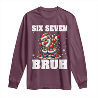 Funny Christmas 67 Six Seven Bruh Long Sleeve Shirt Dabbing Santa - Wonder Print Shop