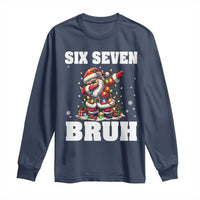 Funny Christmas 67 Six Seven Bruh Long Sleeve Shirt Dabbing Santa - Wonder Print Shop