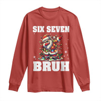 Funny Christmas 67 Six Seven Bruh Long Sleeve Shirt Dabbing Santa - Wonder Print Shop