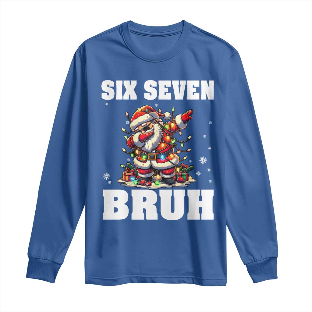 Funny Christmas 67 Six Seven Bruh Long Sleeve Shirt Dabbing Santa - Wonder Print Shop