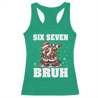 Funny Christmas 67 Six Seven Bruh Racerback Tank Top Dabbing Santa - Wonder Print Shop