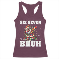 Funny Christmas 67 Six Seven Bruh Racerback Tank Top Dabbing Santa - Wonder Print Shop