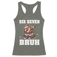 Funny Christmas 67 Six Seven Bruh Racerback Tank Top Dabbing Santa - Wonder Print Shop