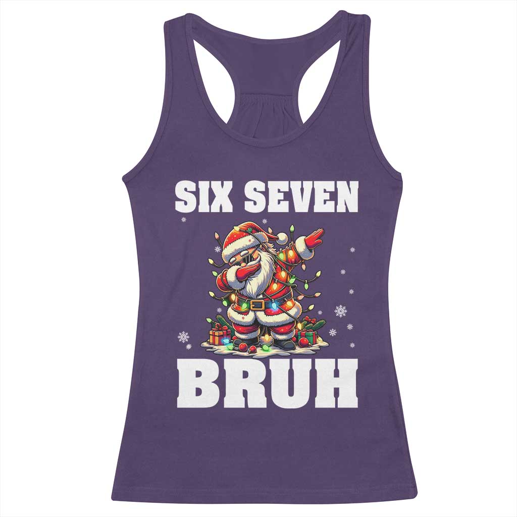 Funny Christmas 67 Six Seven Bruh Racerback Tank Top Dabbing Santa - Wonder Print Shop