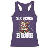 Funny Christmas 67 Six Seven Bruh Racerback Tank Top Dabbing Santa - Wonder Print Shop