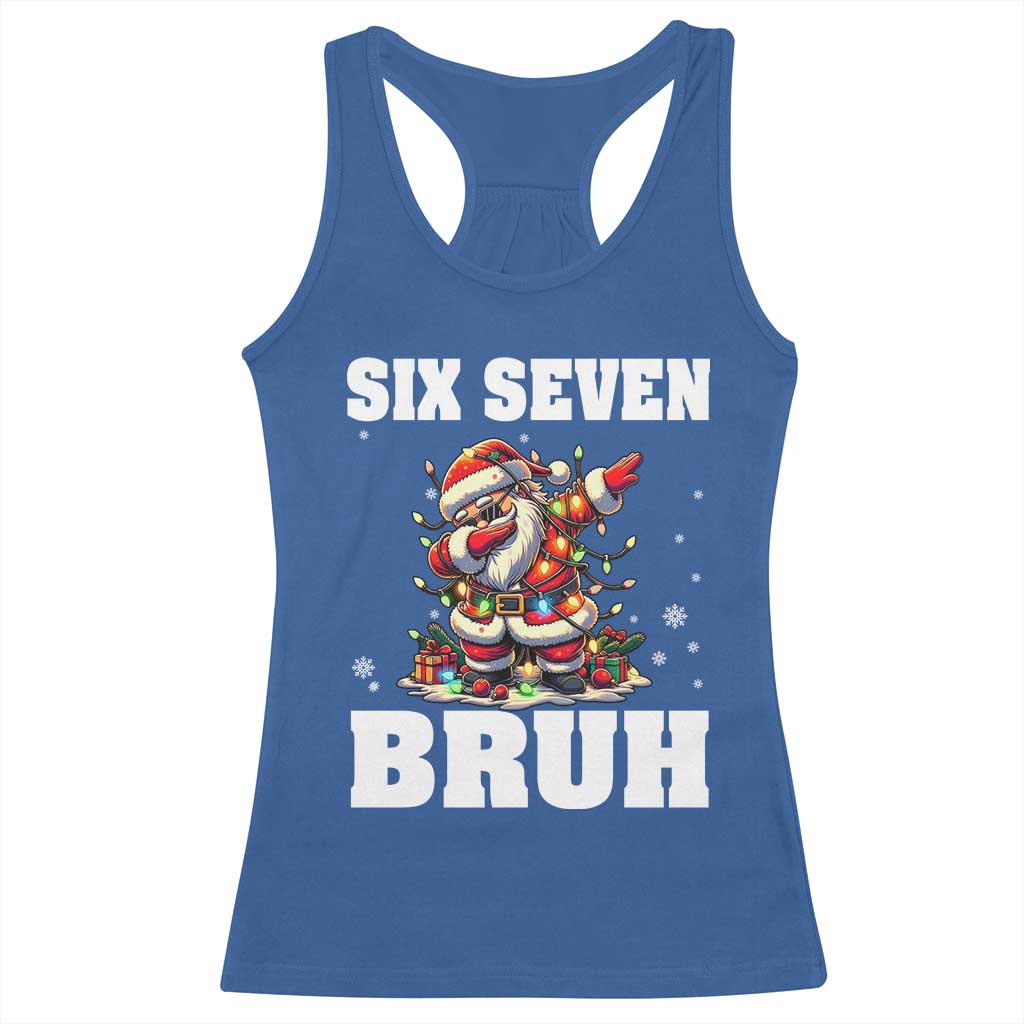 Funny Christmas 67 Six Seven Bruh Racerback Tank Top Dabbing Santa - Wonder Print Shop