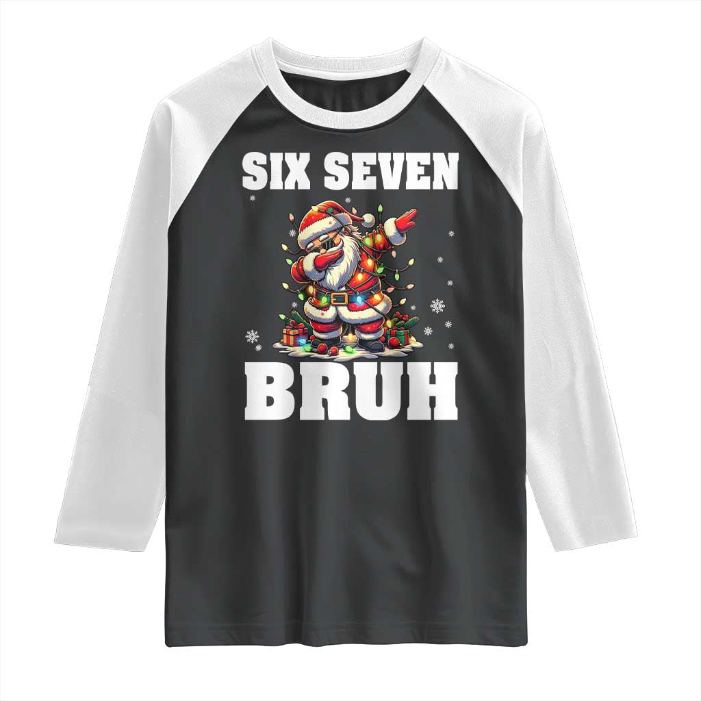 Funny Christmas 67 Six Seven Bruh Raglan Shirt Dabbing Santa - Wonder Print Shop