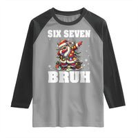Funny Christmas 67 Six Seven Bruh Raglan Shirt Dabbing Santa - Wonder Print Shop