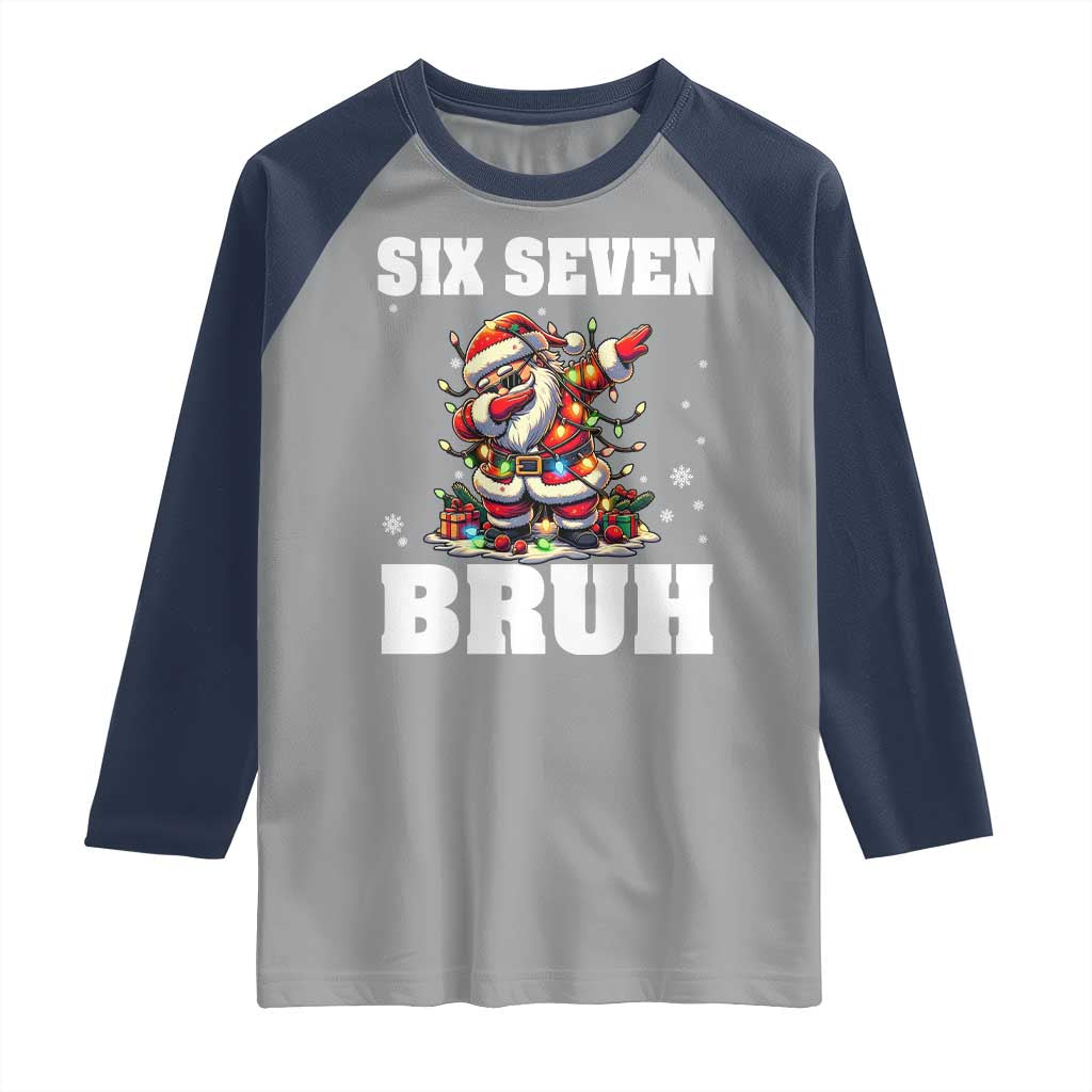Funny Christmas 67 Six Seven Bruh Raglan Shirt Dabbing Santa - Wonder Print Shop