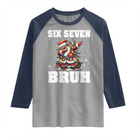 Funny Christmas 67 Six Seven Bruh Raglan Shirt Dabbing Santa - Wonder Print Shop