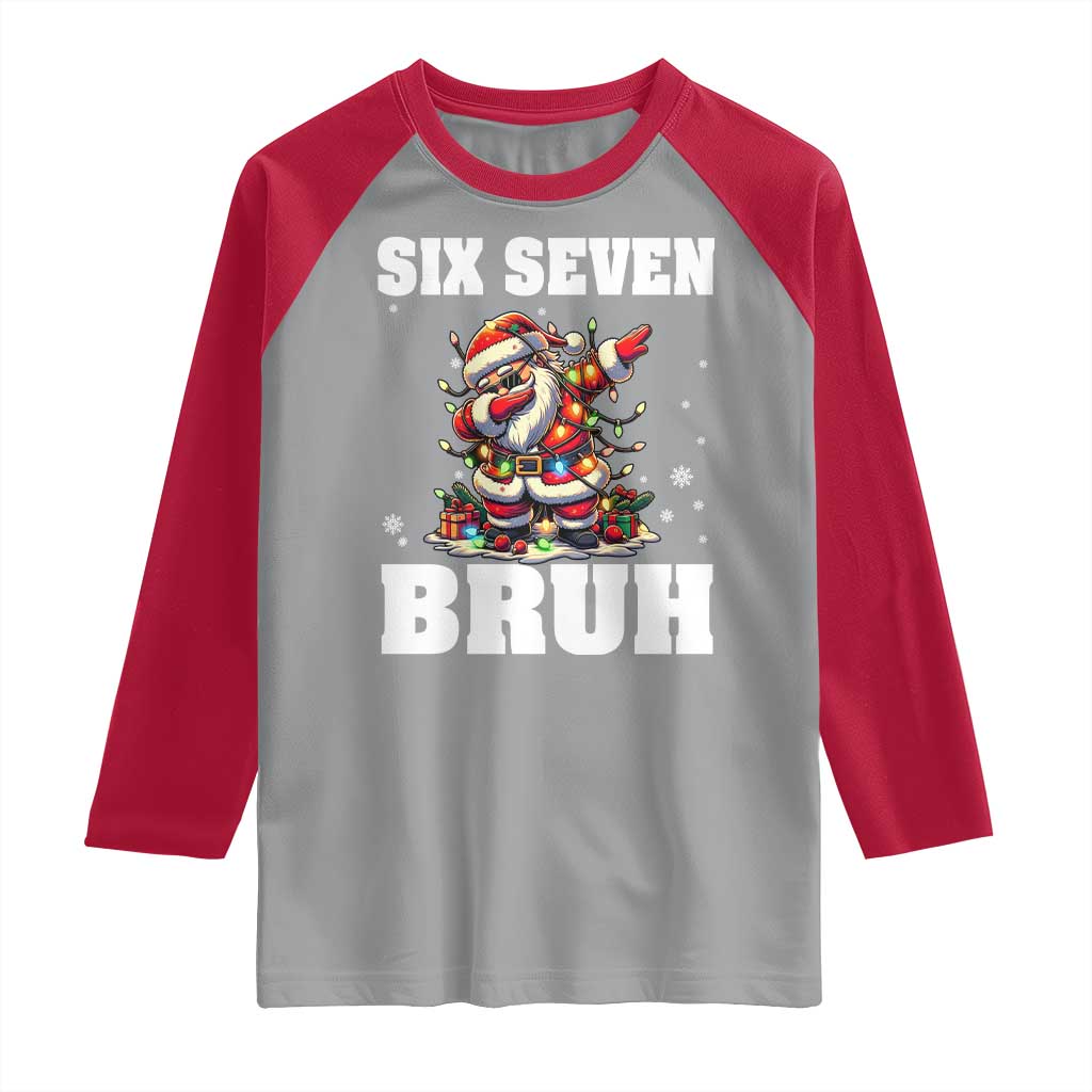 Funny Christmas 67 Six Seven Bruh Raglan Shirt Dabbing Santa - Wonder Print Shop
