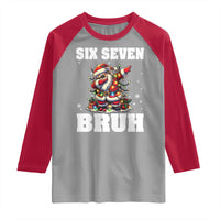 Funny Christmas 67 Six Seven Bruh Raglan Shirt Dabbing Santa - Wonder Print Shop