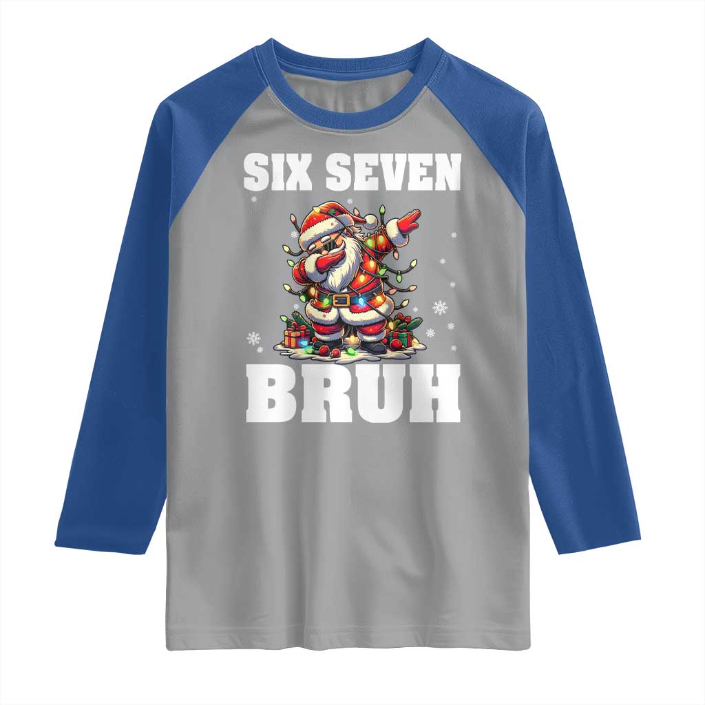Funny Christmas 67 Six Seven Bruh Raglan Shirt Dabbing Santa - Wonder Print Shop