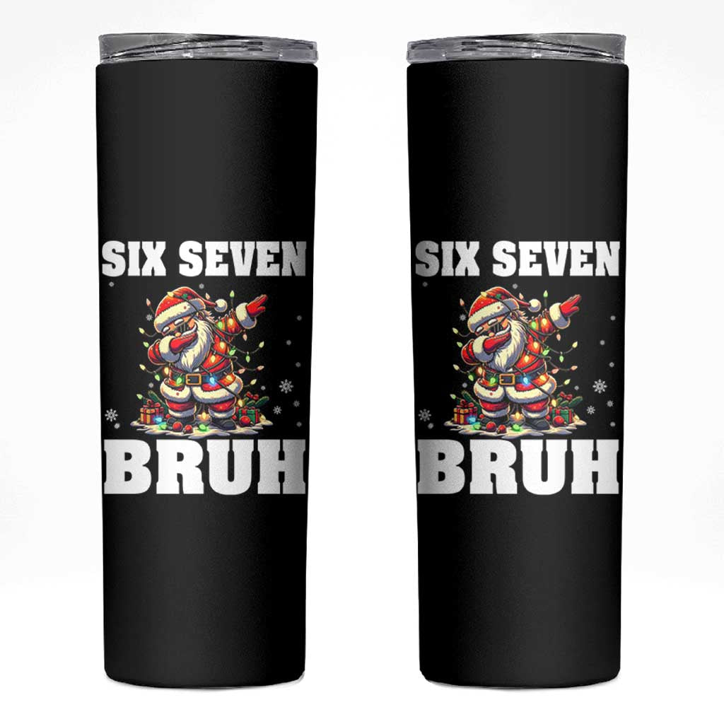 Funny Christmas 67 Six Seven Bruh Skinny Tumbler Dabbing Santa - Wonder Print Shop