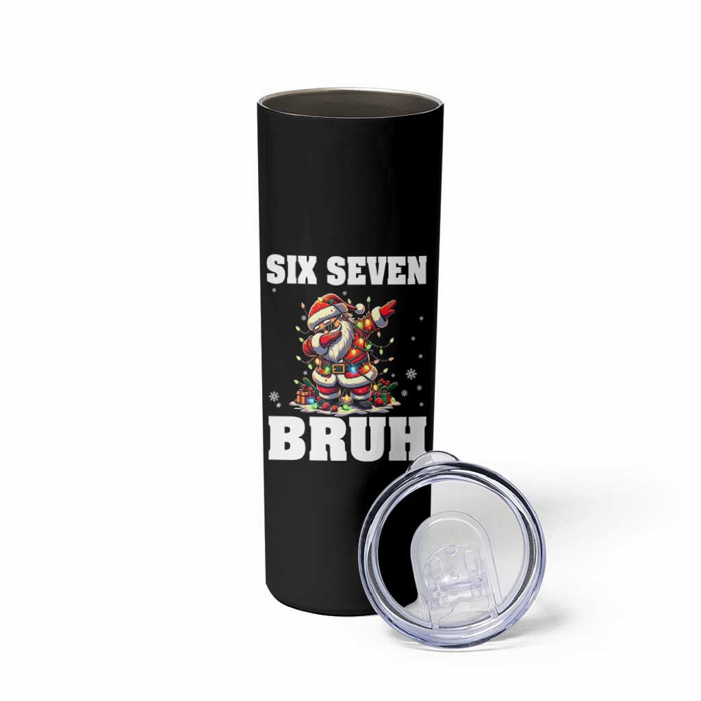 Funny Christmas 67 Six Seven Bruh Skinny Tumbler Dabbing Santa - Wonder Print Shop