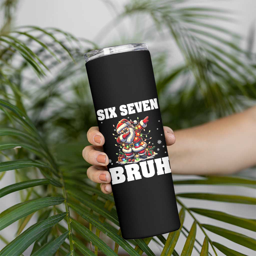 Funny Christmas 67 Six Seven Bruh Skinny Tumbler Dabbing Santa - Wonder Print Shop