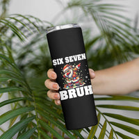 Funny Christmas 67 Six Seven Bruh Skinny Tumbler Dabbing Santa - Wonder Print Shop