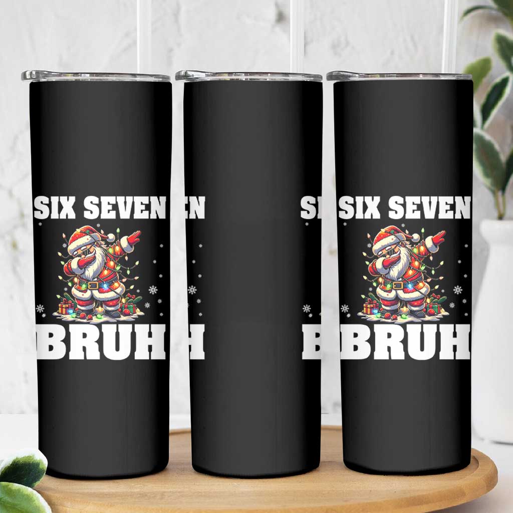 Funny Christmas 67 Six Seven Bruh Skinny Tumbler Dabbing Santa - Wonder Print Shop