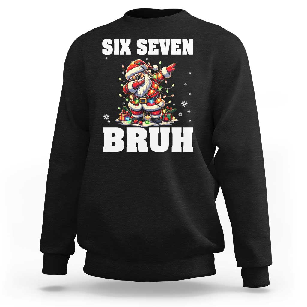 Funny Christmas 67 Six Seven Bruh Sweatshirt Dabbing Santa - Wonder Print Shop