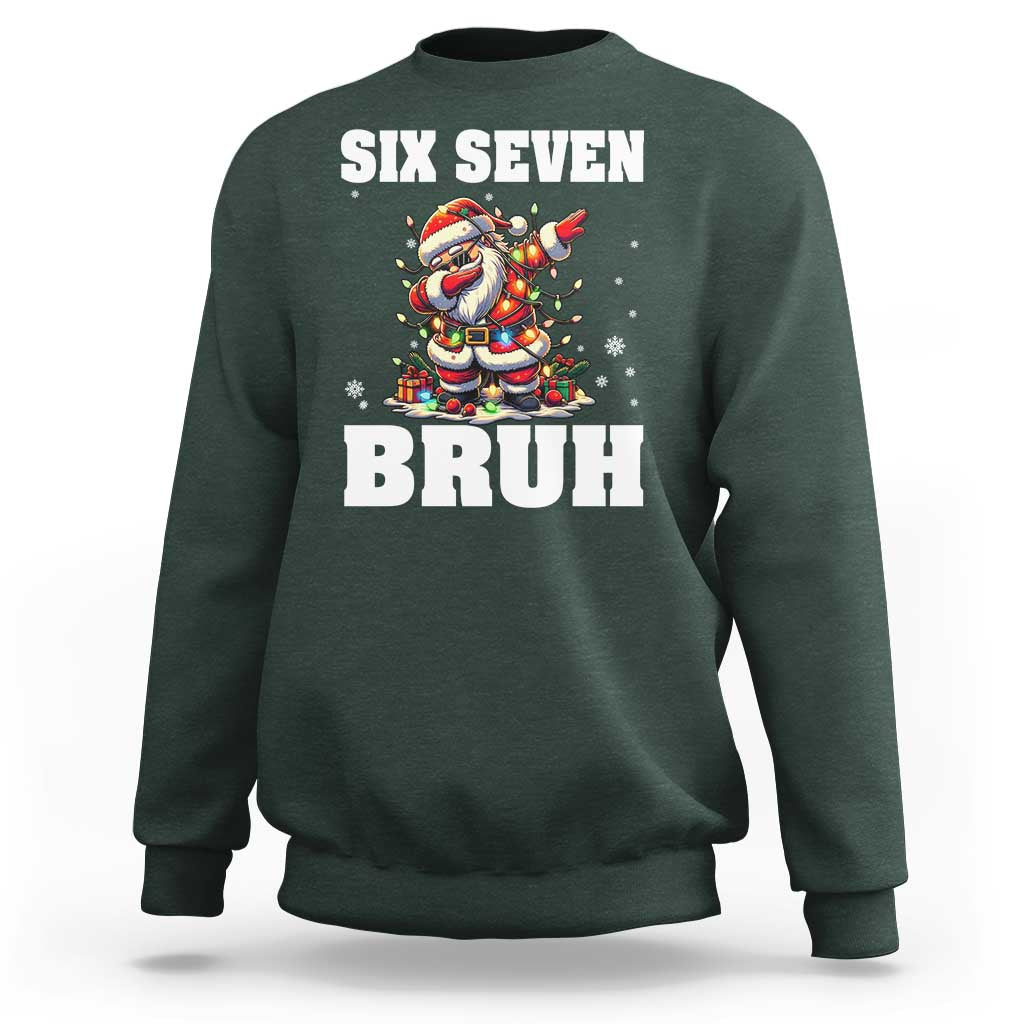 Funny Christmas 67 Six Seven Bruh Sweatshirt Dabbing Santa - Wonder Print Shop
