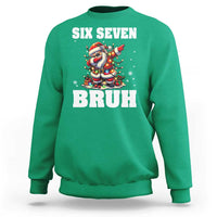 Funny Christmas 67 Six Seven Bruh Sweatshirt Dabbing Santa - Wonder Print Shop