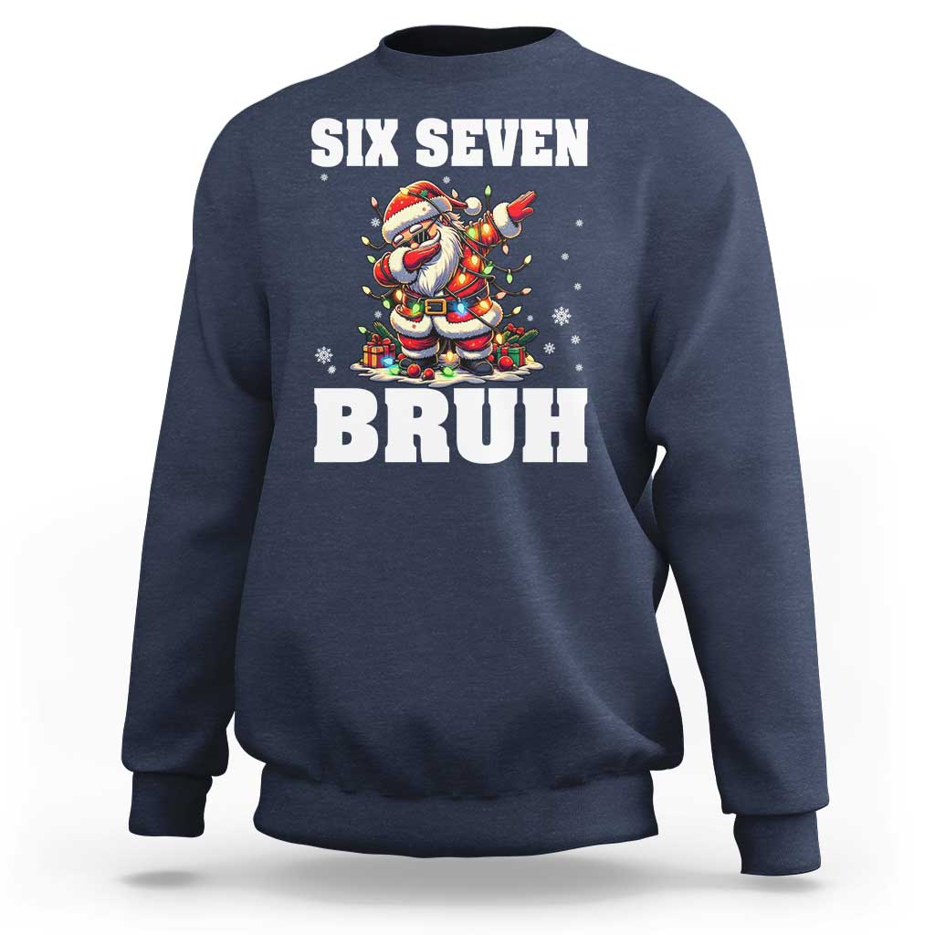 Funny Christmas 67 Six Seven Bruh Sweatshirt Dabbing Santa - Wonder Print Shop