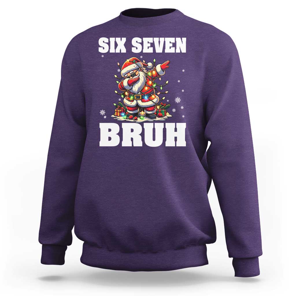 Funny Christmas 67 Six Seven Bruh Sweatshirt Dabbing Santa - Wonder Print Shop
