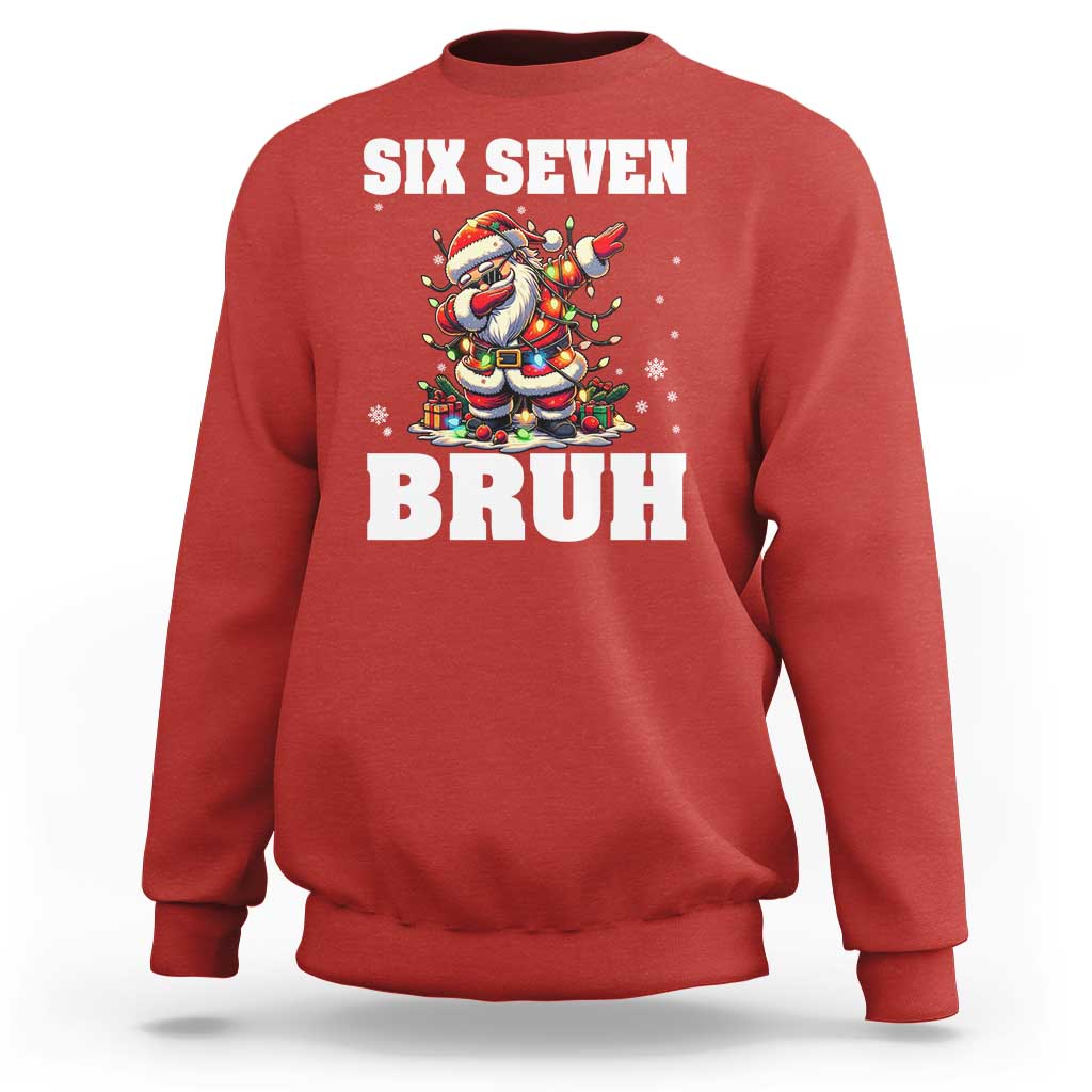 Funny Christmas 67 Six Seven Bruh Sweatshirt Dabbing Santa - Wonder Print Shop