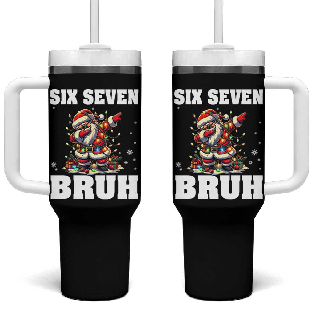 Funny Christmas 67 Six Seven Bruh Tumbler With Handle Dabbing Santa - Wonder Print Shop