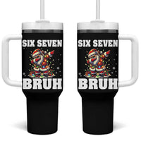Funny Christmas 67 Six Seven Bruh Tumbler With Handle Dabbing Santa - Wonder Print Shop