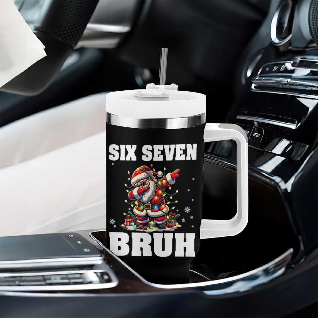 Funny Christmas 67 Six Seven Bruh Tumbler With Handle Dabbing Santa - Wonder Print Shop