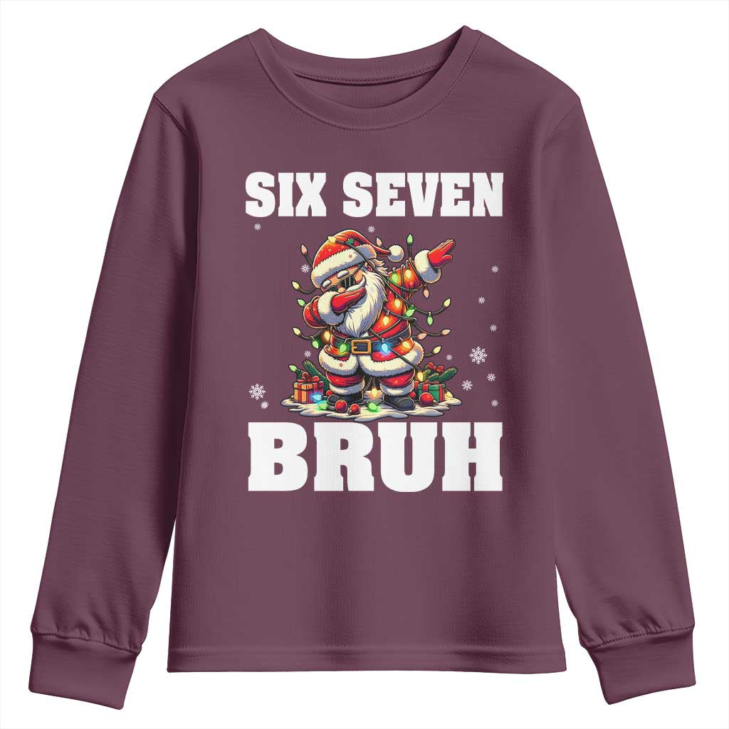 Funny Christmas 67 Six Seven Bruh Youth Sweatshirt Dabbing Santa - Wonder Print Shop