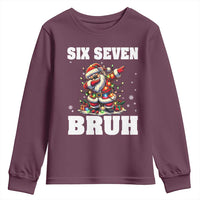 Funny Christmas 67 Six Seven Bruh Youth Sweatshirt Dabbing Santa - Wonder Print Shop