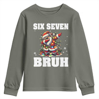 Funny Christmas 67 Six Seven Bruh Youth Sweatshirt Dabbing Santa - Wonder Print Shop
