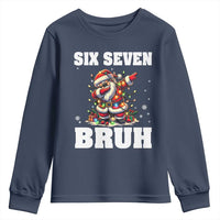 Funny Christmas 67 Six Seven Bruh Youth Sweatshirt Dabbing Santa - Wonder Print Shop