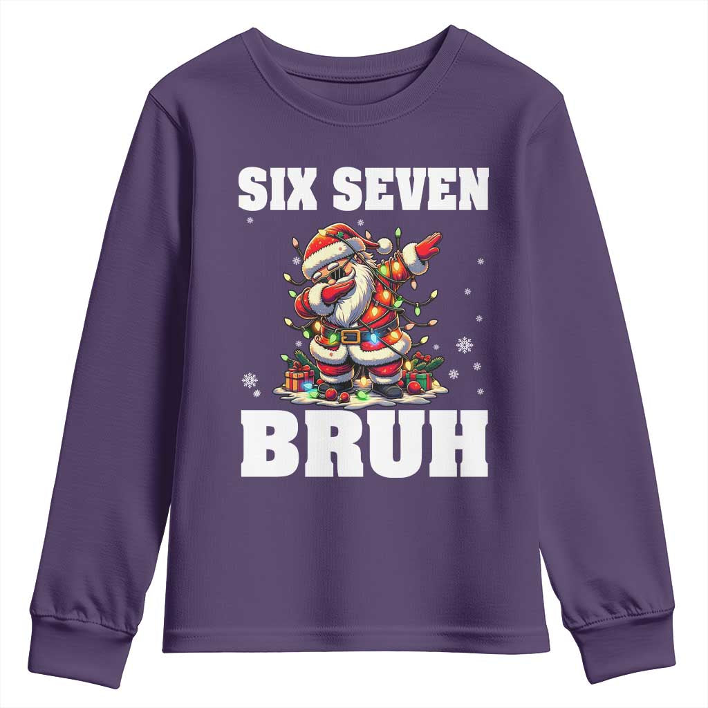 Funny Christmas 67 Six Seven Bruh Youth Sweatshirt Dabbing Santa - Wonder Print Shop