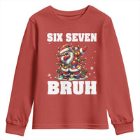 Funny Christmas 67 Six Seven Bruh Youth Sweatshirt Dabbing Santa - Wonder Print Shop