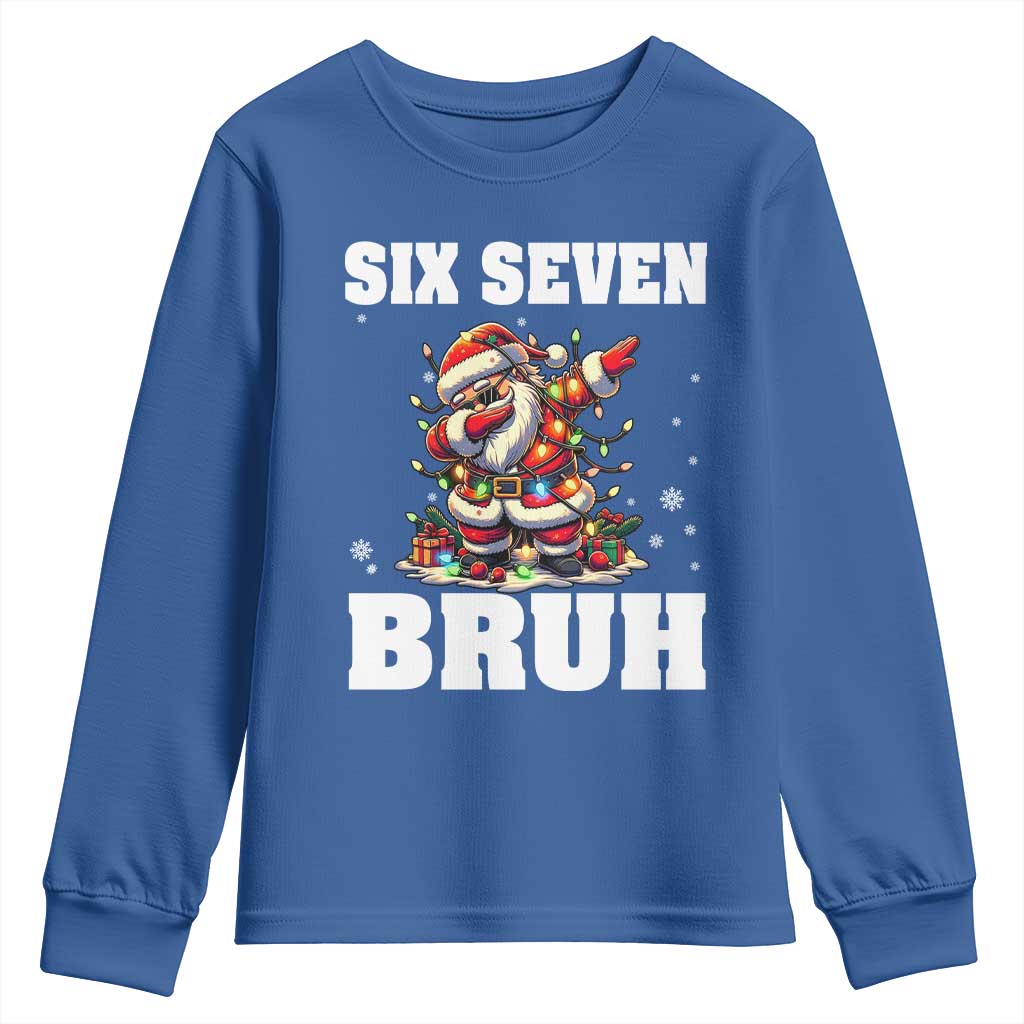 Funny Christmas 67 Six Seven Bruh Youth Sweatshirt Dabbing Santa - Wonder Print Shop
