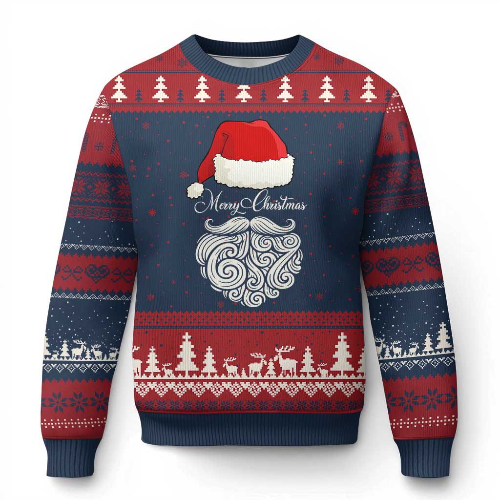 6 7 Xmas 67 Santa Six Seven Meme Merry Xmas Ugly Christmas Sweater - Wonder Print Shop